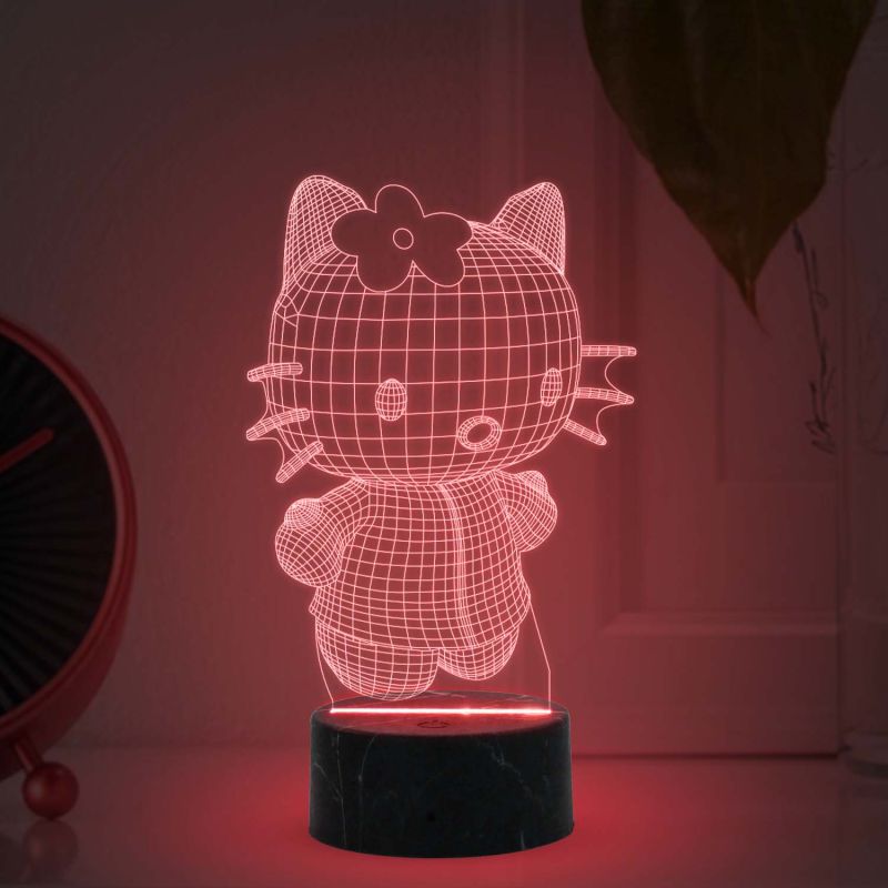 3D Illusion Hello Kitty Led Night Lamp with multicolored Light Best Gift for Children Girls Gift for Cartoon Lover